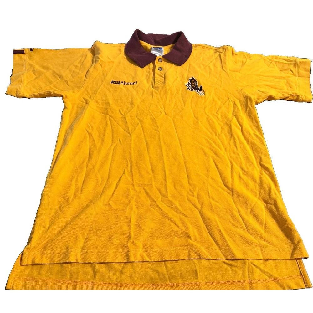 Vintage ASU Arizona State Sundevils Alumni Polo Shirt Adidas Mens Medium Yellow